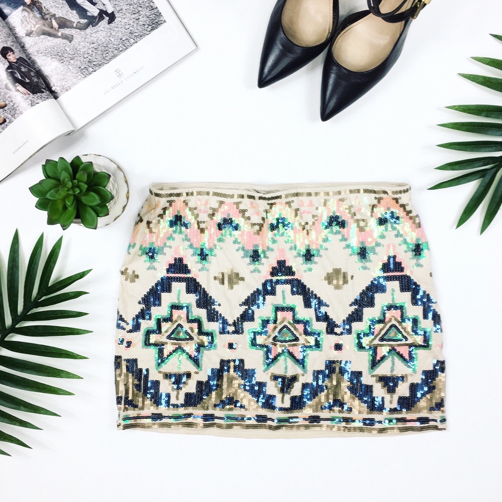 express • multi-color sequin skirt